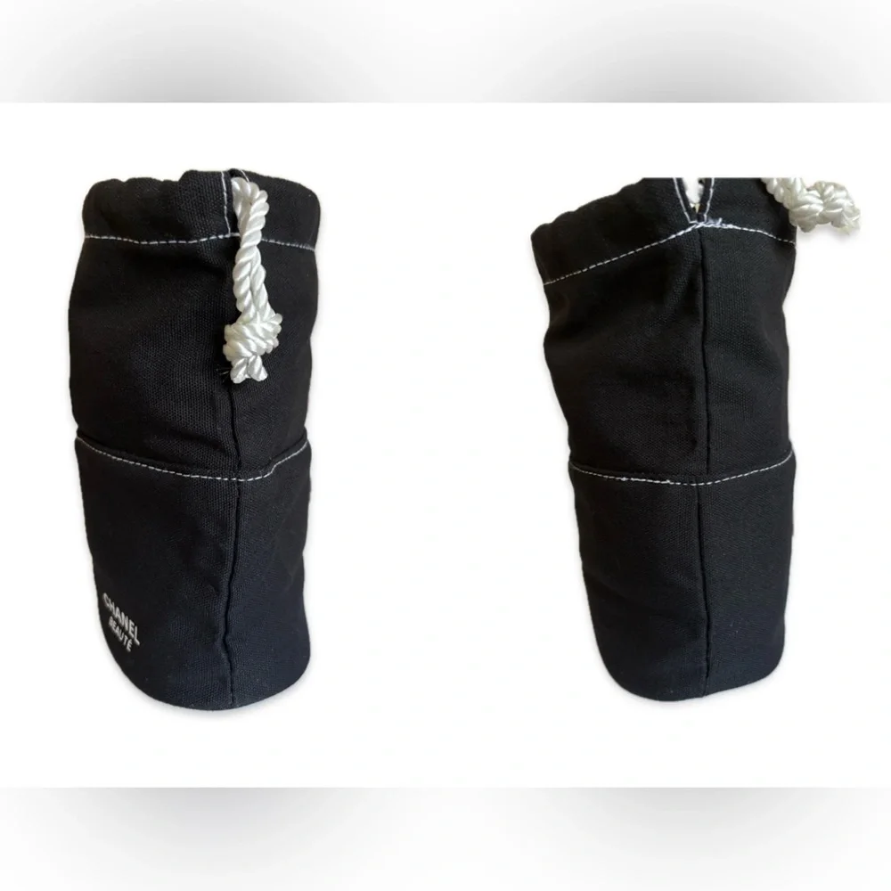 EUC Lot of 2x [Chanel] Black Canvas Drawstring Pouch Makeup Jewelry Bags - Picture 10 of 10